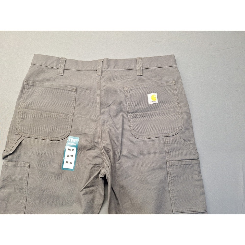 Carhartt Carpenter Pants Mens 38x32 Gray Canvas Rugged Flex Relaxed Fit Workwear - Picture 4 of 15